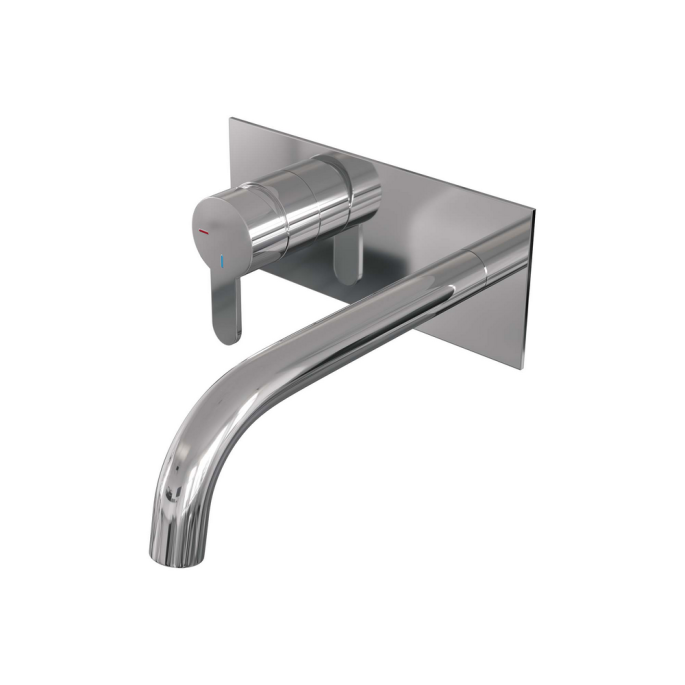 Brauer Edition 5-CE-083-B4 inbouw wastafelmengkraan met gebogen uitloop en afdekplaat model D2 chroom