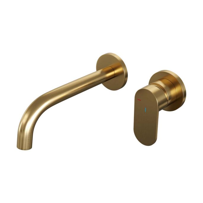 Brauer Edition 5-GG-004-B3-65 inbouw wastafelmengkraan met gebogen uitloop en rozetten model C1 goud geborsteld PVD