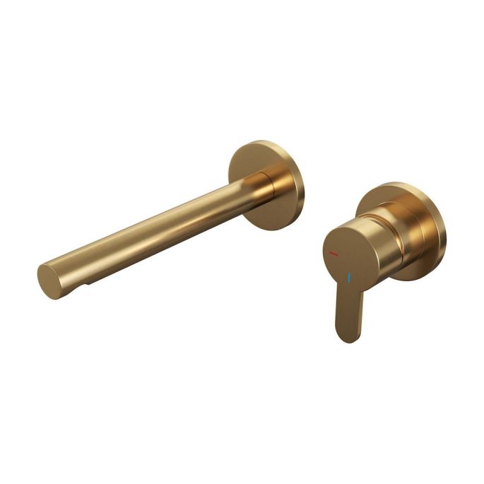 Brauer Edition 5-GG-004-S4-65 inbouw wastafelmengkraan met rechte uitloop en rozetten model D1 goud geborsteld PVD