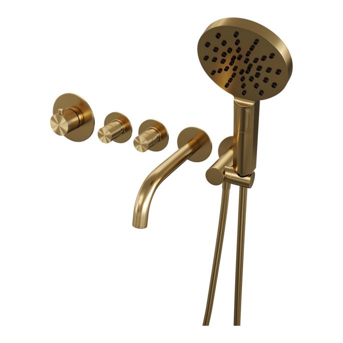 Brauer Edition 5-GG-023 thermostatische inbouw badkraan SET 02 goud geborsteld PVD