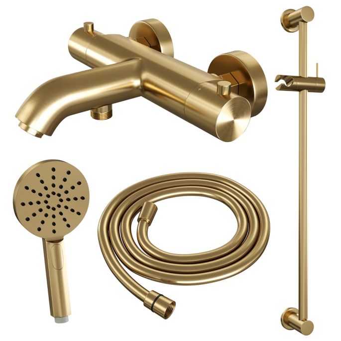 Brauer Edition 5-GG-041-2 opbouw baddouche thermostaatkraan SET 02 goud geborsteld PVD