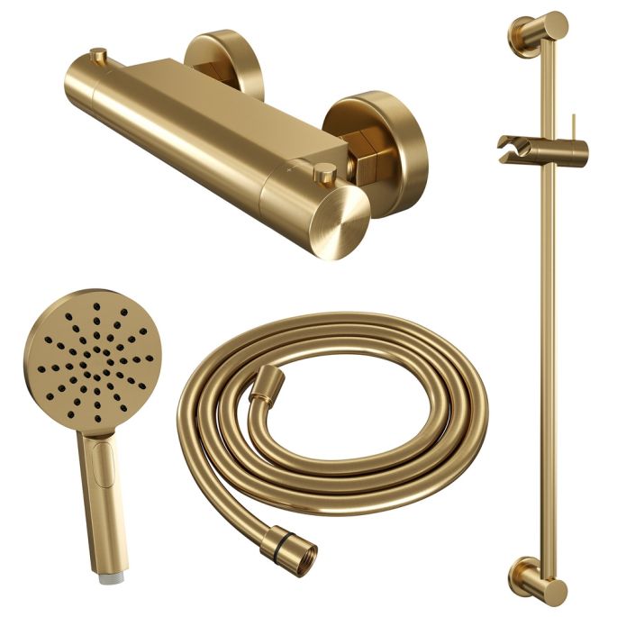 Brauer Edition 5-GG-044-2 opbouw douche thermostaatkraan SET 02 goud geborsteld PVD