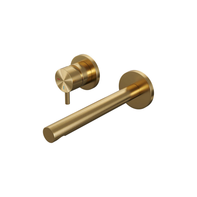 Brauer Edition 5-GG-083-S5-65 inbouw wastafelmengkraan met rechte uitloop en rozetten model B2 goud geborsteld PVD