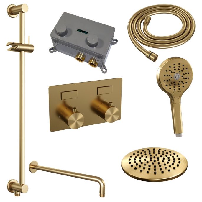Brauer Edition 5-GG-180 thermostatische inbouw regendouche met drukknoppen SET 69 goud geborsteld PVD