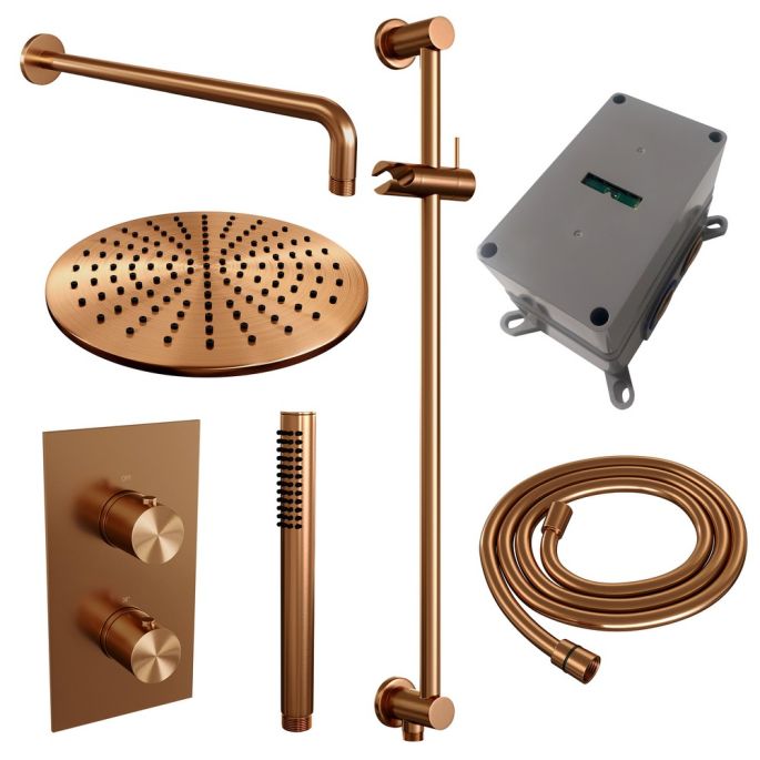 Brauer Edition 5-GK-063 thermostatische inbouw regendouche 3-weg omstelling SET 40 koper geborsteld PVD