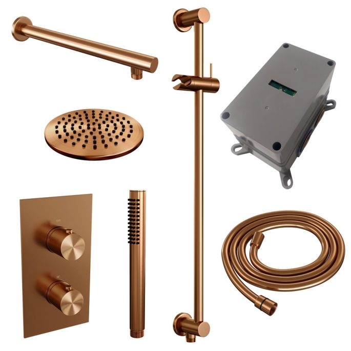 Brauer Edition 5-GK-064 thermostatische inbouw regendouche 3-weg omstelling SET 37 koper geborsteld PVD