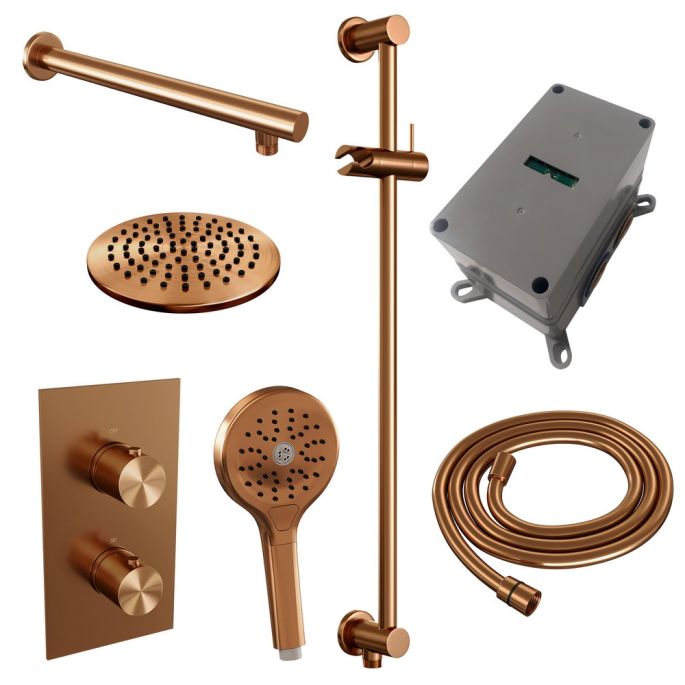 Brauer Edition 5-GK-070 thermostatische inbouw regendouche 3-weg omstelling SET 43 koper geborsteld PVD