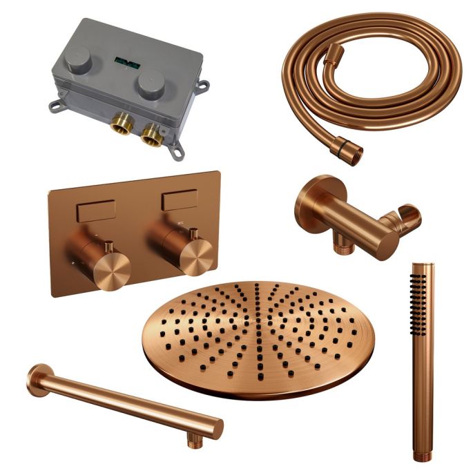 Brauer Edition 5-GK-161 thermostatische inbouw regendouche met drukknoppen SET 50 koper geborsteld PVD