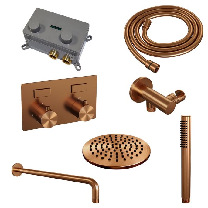 Brauer Edition 5-GK-162 thermostatische inbouw regendouche met drukknoppen SET 51 koper geborsteld PVD