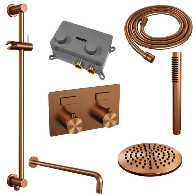 Brauer Edition 5-GK-174 thermostatische inbouw regendouche met drukknoppen SET 63 koper geborsteld PVD