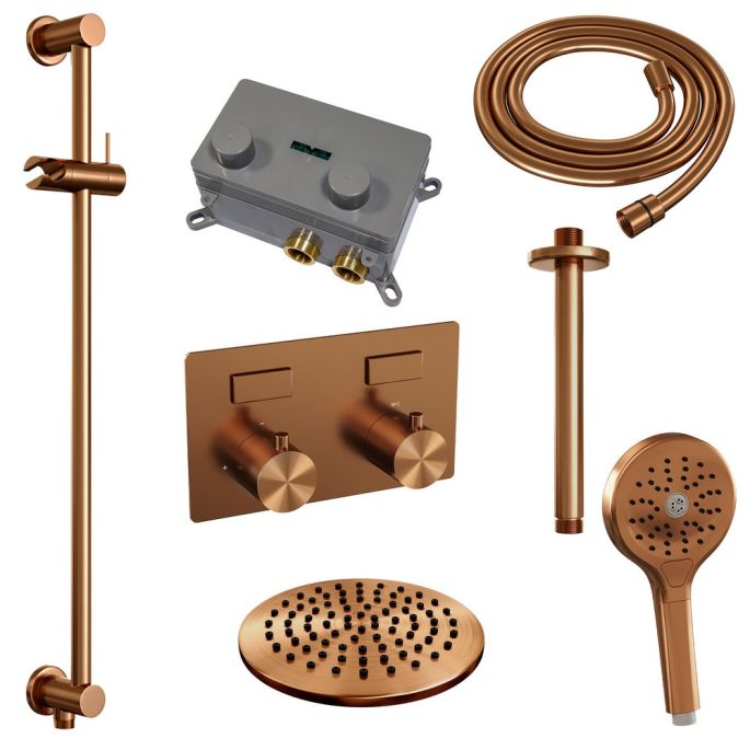 Brauer Edition 5-GK-182 thermostatische inbouw regendouche met drukknoppen SET 71 koper geborsteld PVD