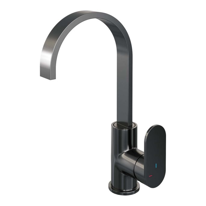 Brauer Edition 5-GM-003-S1 hoge opbouw wastafelmengkraan met draaibare platte uitloop model C gunmetal geborsteld PVD