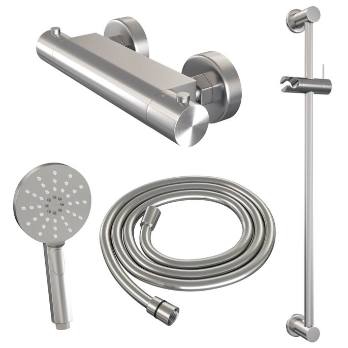 Brauer Edition 5-NG-044-2 opbouw douche thermostaatkraan SET 02 RVS geborsteld PVD