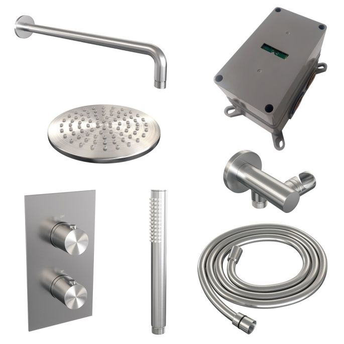 Brauer Edition 5-NG-050 thermostatische inbouw regendouche 3-weg omstelling SET 27 RVS geborsteld PVD