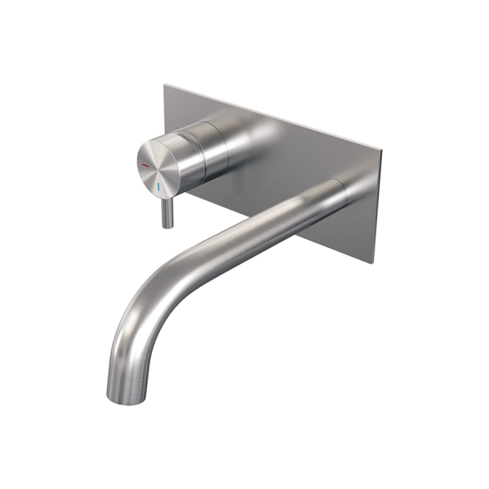 Brauer Edition 5-NG-083-B5 inbouw wastafelmengkraan met gebogen uitloop en afdekplaat model B2 RVS geborsteld PVD