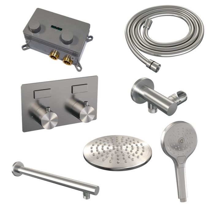 Brauer Edition 5-NG-166 thermostatische inbouw regendouche met drukknoppen SET 55 RVS geborsteld PVD