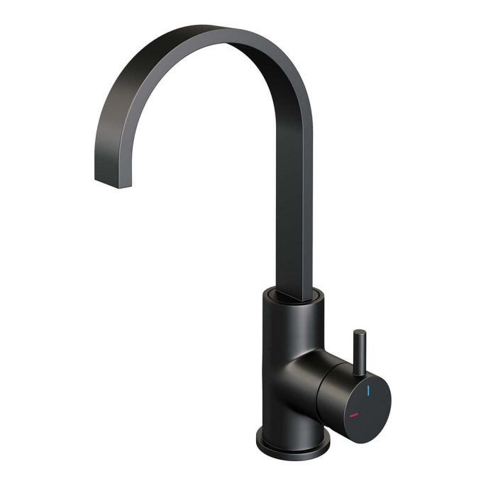 Brauer Edition 5-S-003-S2 hoge opbouw wastafelmengkraan met draaibare platte uitloop model B mat zwart