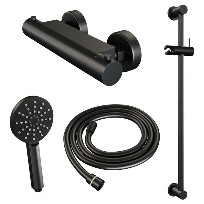 Brauer Edition 5-S-044-2 opbouw douche thermostaatkraan SET 02 mat zwart