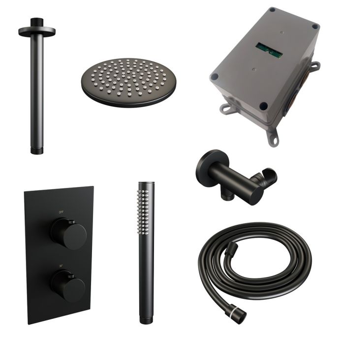 Brauer Edition 5-S-054 thermostatische inbouw regendouche 3-weg omstelling SET 29 mat zwart