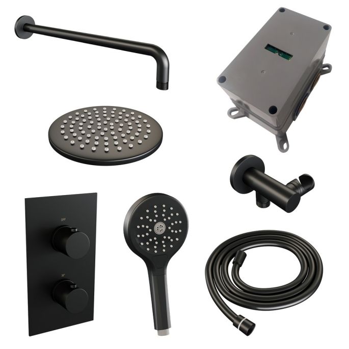 Brauer Edition 5-S-056 thermostatische inbouw regendouche 3-weg omstelling SET 33 mat zwart