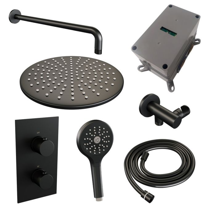 Brauer Edition 5-S-057 thermostatische inbouw regendouche 3-weg omstelling SET 34 mat zwart