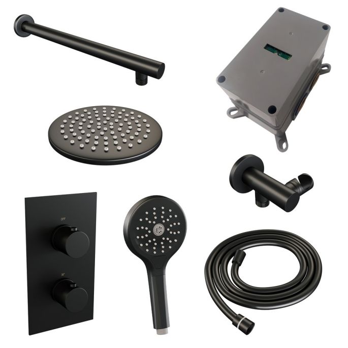 Brauer Edition 5-S-058 thermostatische inbouw regendouche 3-weg omstelling SET 31 mat zwart