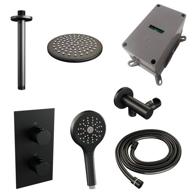 Brauer Edition 5-S-060 thermostatische inbouw regendouche 3-weg omstelling SET 35 mat zwart