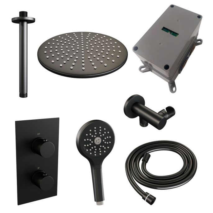 Brauer Edition 5-S-061 thermostatische inbouw regendouche 3-weg omstelling SET 36 mat zwart