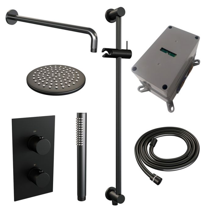 Brauer Edition 5-S-062 thermostatische inbouw regendouche 3-weg omstelling SET 39 mat zwart