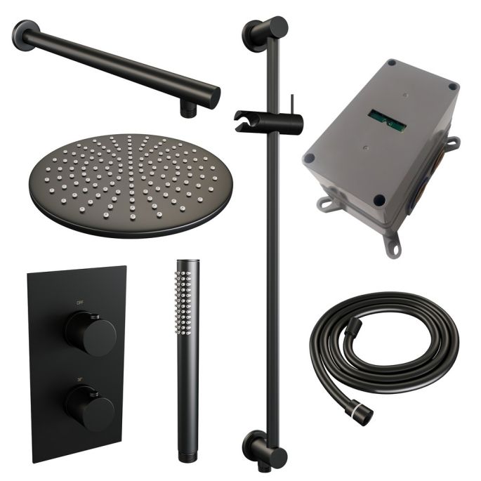Brauer Edition 5-S-065 thermostatische inbouw regendouche 3-weg omstelling SET 38 mat zwart