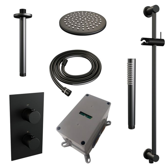 Brauer Edition 5-S-066 thermostatische inbouw regendouche 3-weg omstelling SET 41 mat zwart