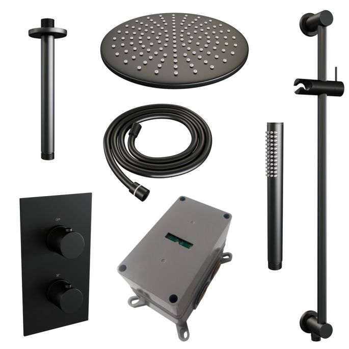 Brauer Edition 5-S-067 thermostatische inbouw regendouche 3-weg omstelling SET 42 mat zwart