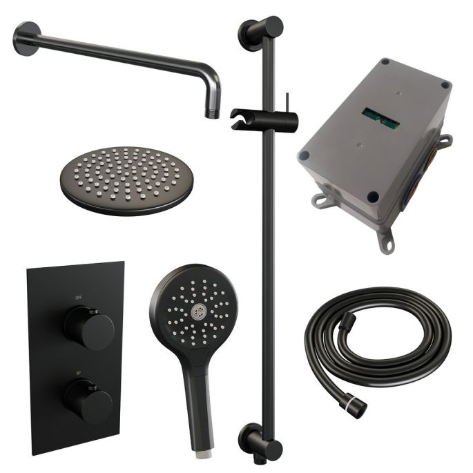 Brauer Edition 5-S-068 thermostatische inbouw regendouche 3-weg omstelling SET 45 mat zwart
