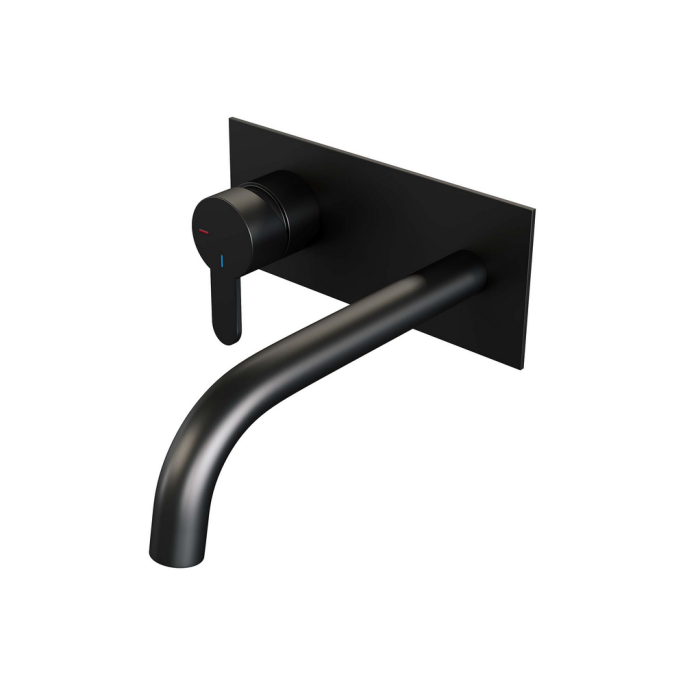 Brauer Edition 5-S-083-B4 inbouw wastafelmengkraan met gebogen uitloop en afdekplaat model D2 mat zwart