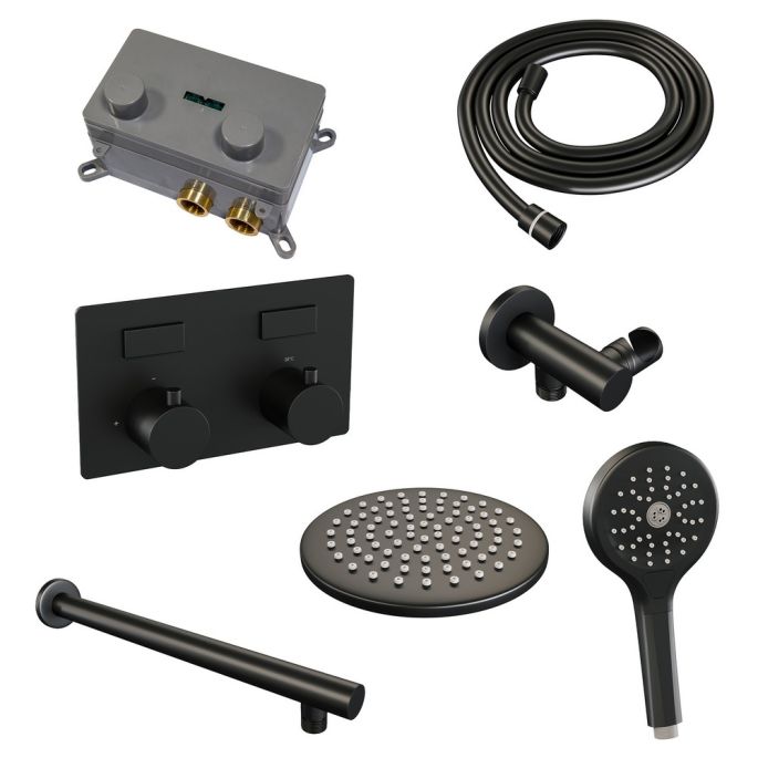 Brauer Edition 5-S-166 thermostatische inbouw regendouche met drukknoppen SET 55 mat zwart