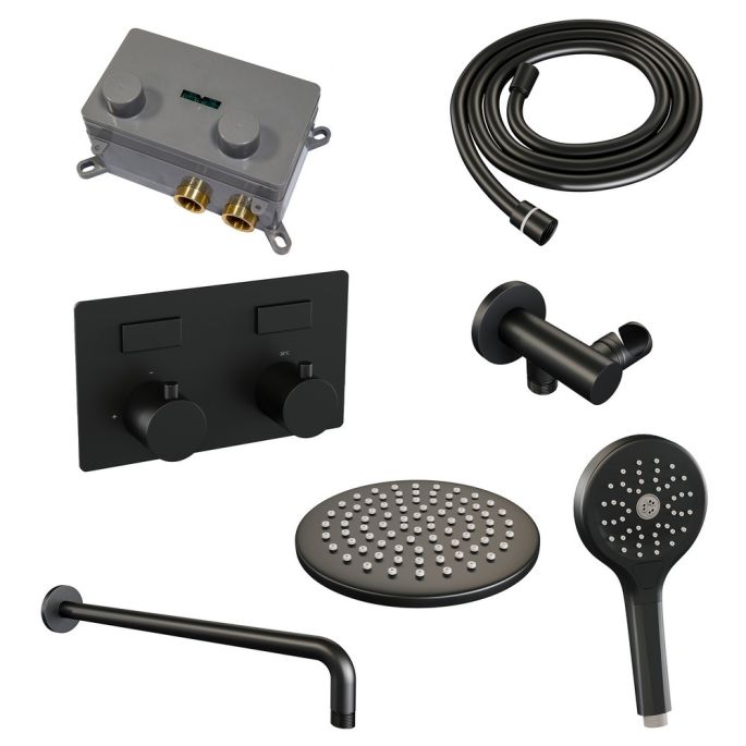 Brauer Edition 5-S-168 thermostatische inbouw regendouche met drukknoppen SET 57 mat zwart