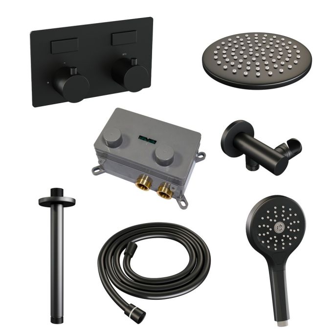 Brauer Edition 5-S-170 thermostatische inbouw regendouche met drukknoppen SET 59 mat zwart