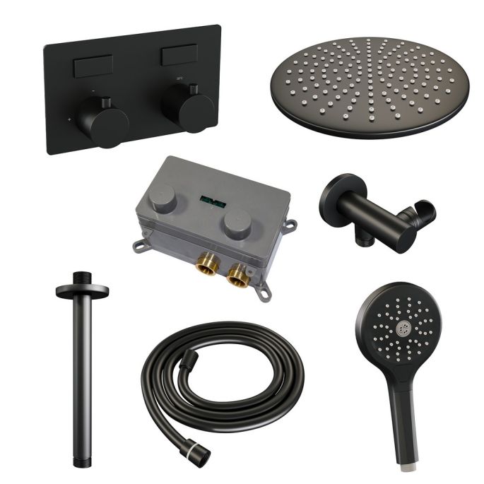 Brauer Edition 5-S-171 thermostatische inbouw regendouche met drukknoppen SET 60 mat zwart