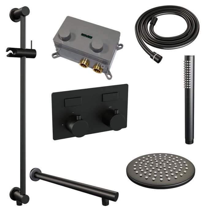 Brauer Edition 5-S-172 thermostatische inbouw regendouche met drukknoppen SET 61 mat zwart