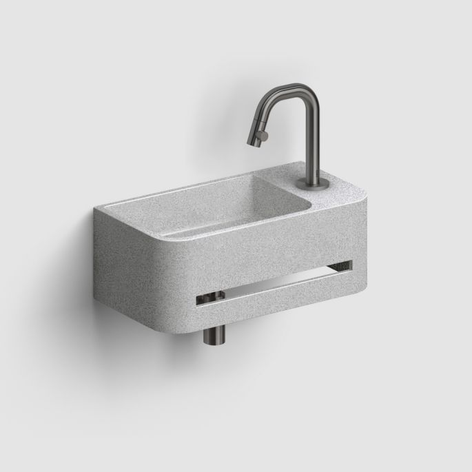 Clou InBe IB03710300201R fontein 43cm met handdoekhouder grijs Microrazzo beton