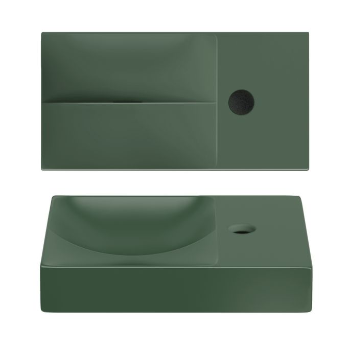 Clou Vale CL034216101R fountain 38x19cm with tap hole right matt pine green ceramic