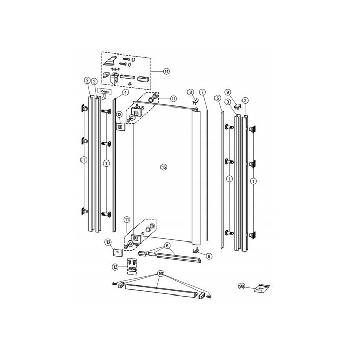 Huppe 1002, 054204 verticale afdichtingsstrip/ magneetstrip