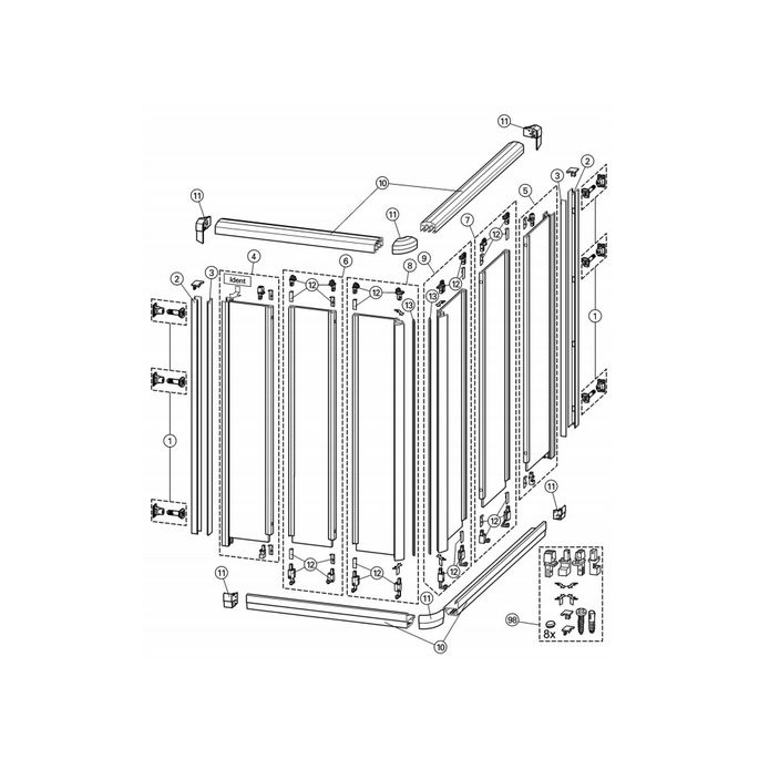 Huppe 1002, 054540 set inschuif magneetstrippen