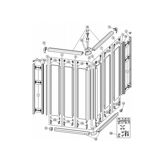 Huppe 1002, 054540 set inschuif magneetstrippen