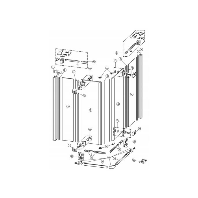 Huppe 1002, 054221 verticale afdichtingsstrip