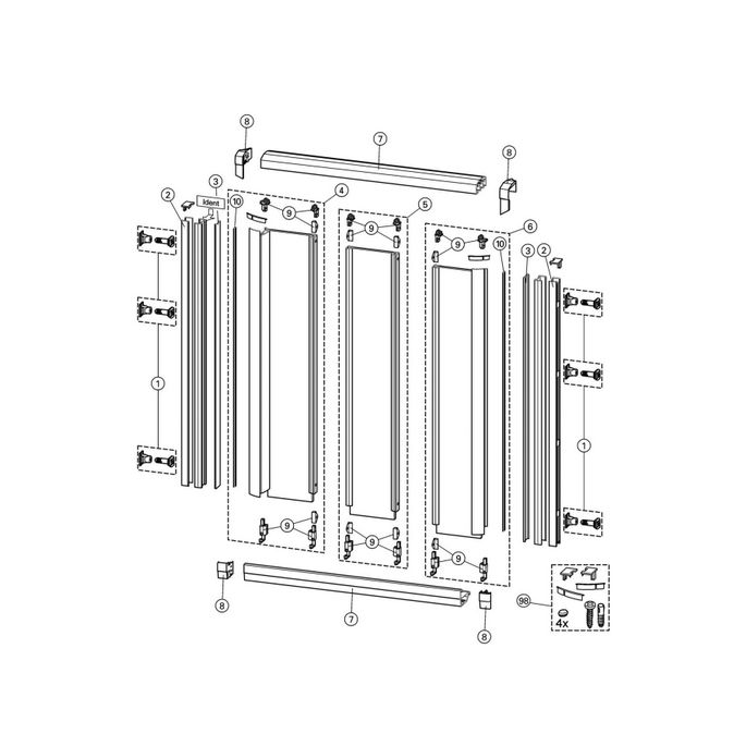 Huppe 1002, 054526 inschuif magneetstrip *Niet meer leverbaar*