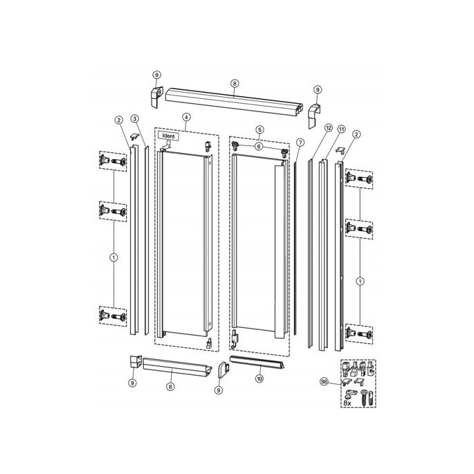 Huppe 1002, 054530 verticale afdeklijst