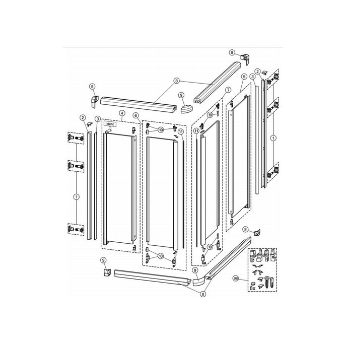 Huppe 1002, 054540 set inschuif magneetstrippen