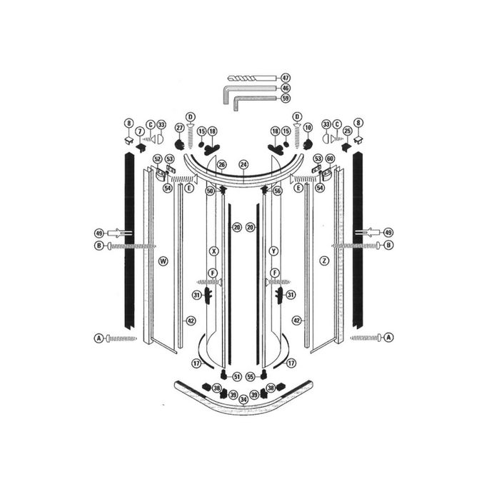 Sphinx VarioPlus 2537365 ( L43361 ) rechter glasbevestiging t.b.v. rails zilver gesatineerd