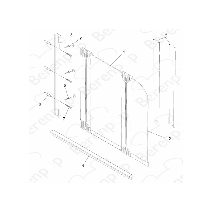 HSK Favorit / Prima E60077 vertikale dichting (per stuk) tbv 2-delig of 3-delige badklapwand, wit